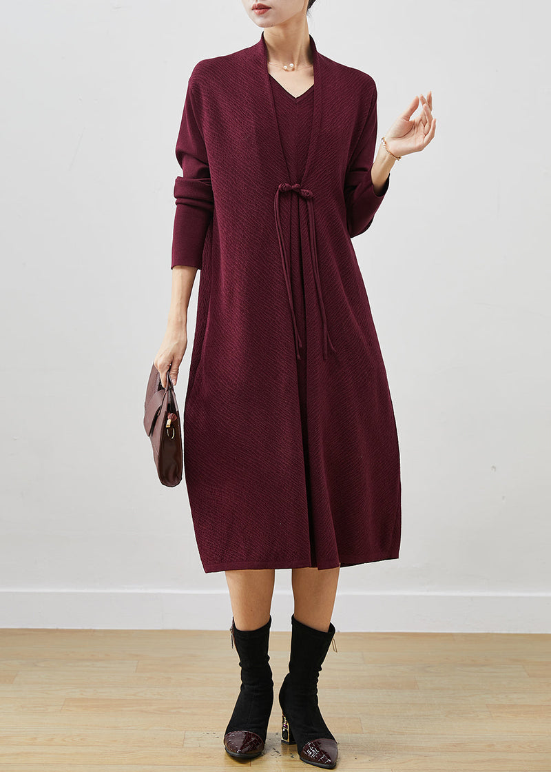 Mulberry Oversized Patchwork Knit Long Dresses Spring