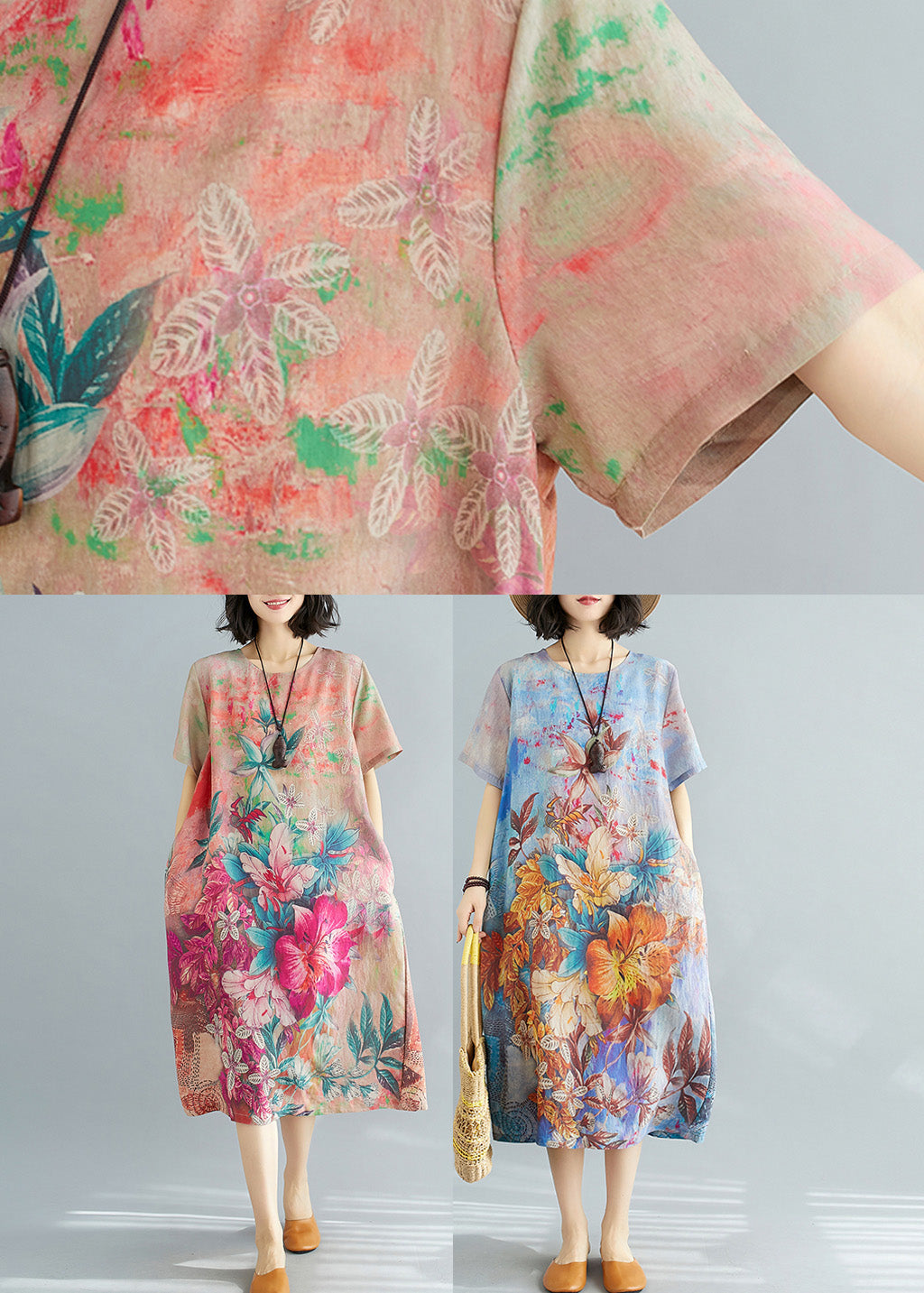 French Red O-neck Cozy Party Chiffon Long Dress Summer