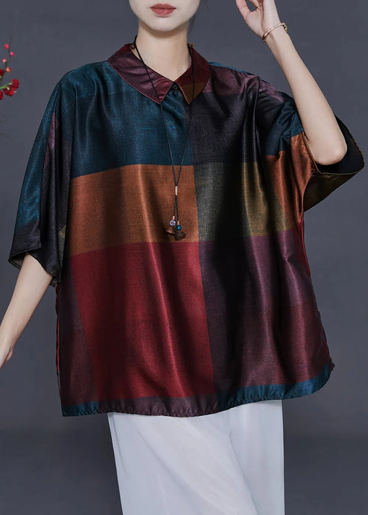 Colorblock Oversized Silk Shirts Summer