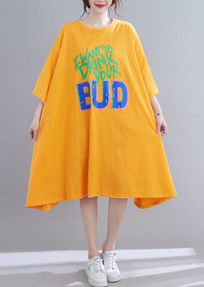 Yellow Graphic Maxi Dresses Spring