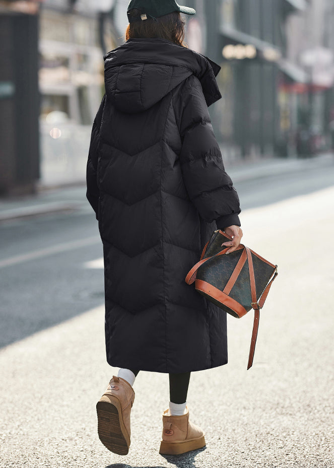 Brown Hooded Warm Duck Down Long Coats Winter
