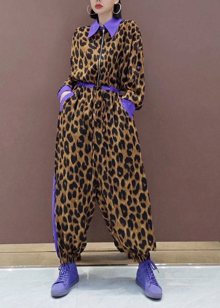 Unique Leopard Fall Spring Jumpsuit Pants