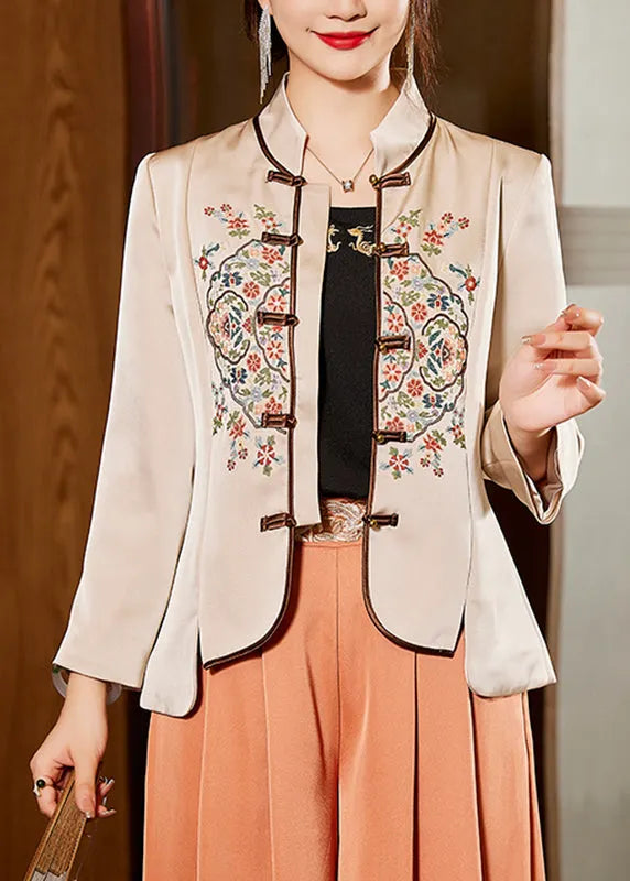 Apricot Stand Collar Printing Shirt Bottoming Shirt