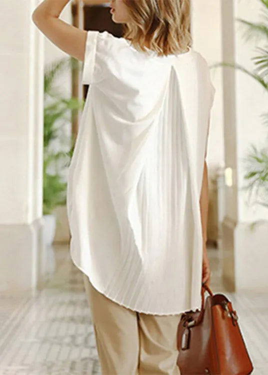 Caramel V Neck Chiffon T Shirt Short Sleeve