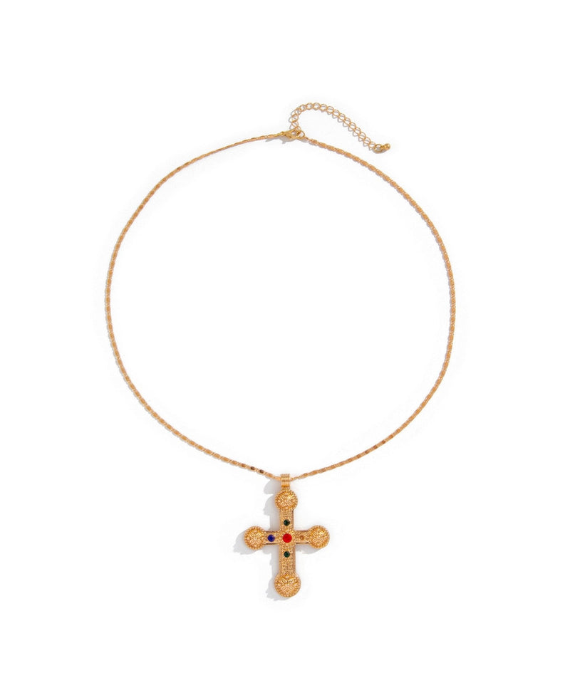Kathryn Multicolor Cross Necklace