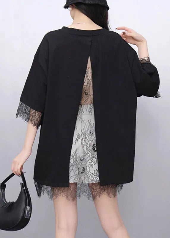 Black O-neck T Shirt Short Sleeve