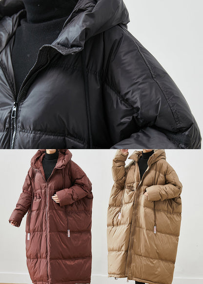 Khaki Oversized Drawstring Duck Down Winter Coats Winter
