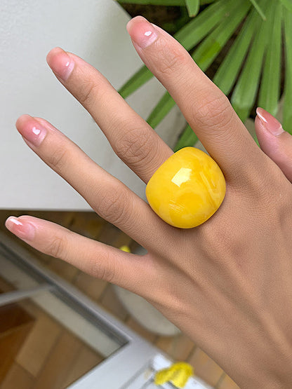Original Color Geometric Resin Rings Accessories