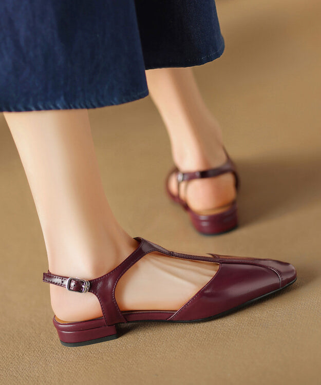 Mulberry Sandals Cowhide Leather Splicing Hollow Out