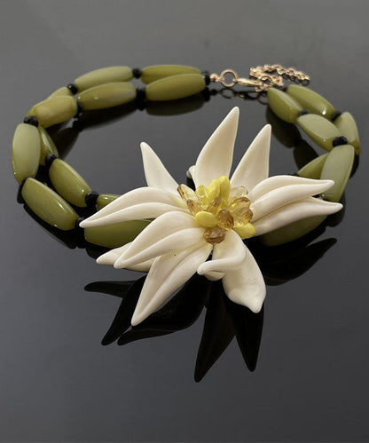 Stylish Green Acrylic Alloy Bamboo Nodes Double Layer Pendant Necklace