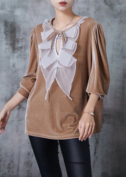 Nude Oversized Patchwork Silk Velour Shirts Fall