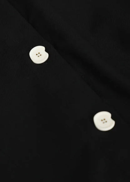 Italian Black White Peter Pan Collar Button Cape Shirts Long Sleeve