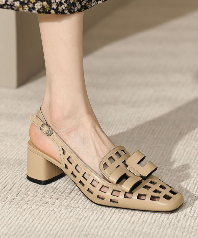 Classy Faux Leather Hollow Out Splicing Black Sandals
