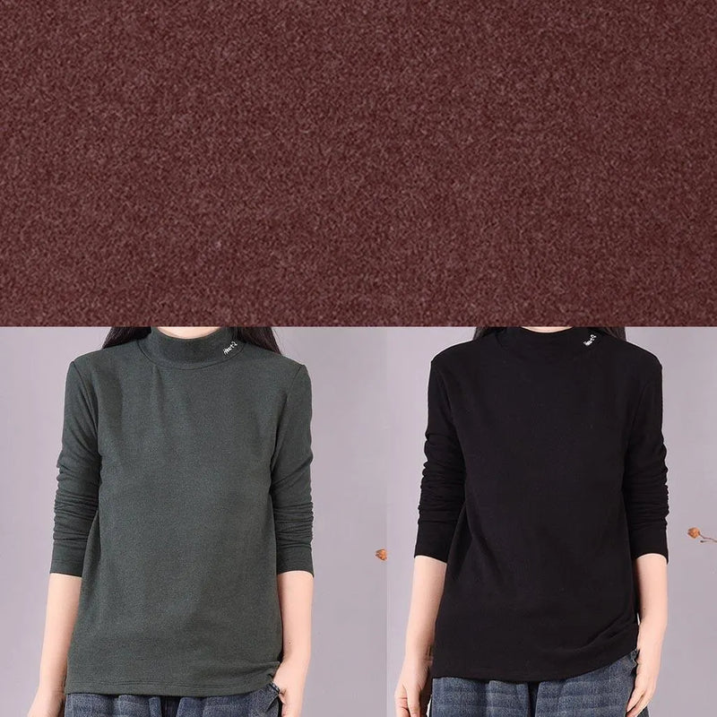 Burgundy Tunic Top High Neck Art Spring Shirts