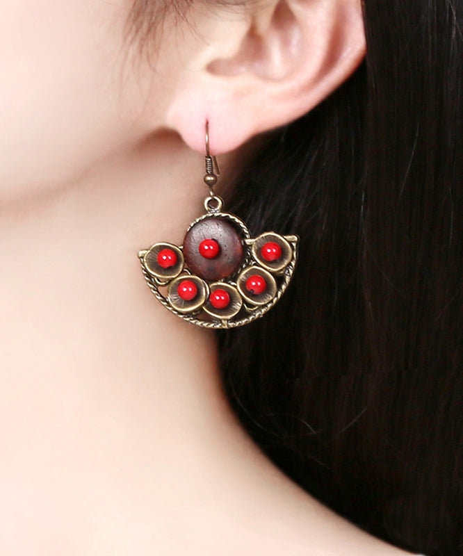 Retro Red Metal Drop Earrings