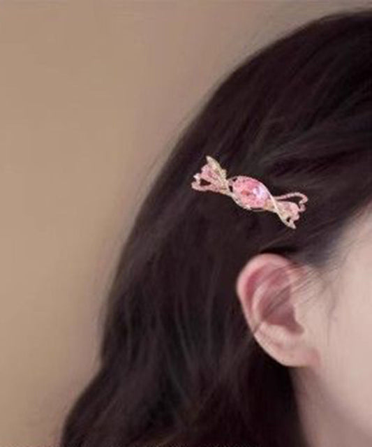 Pink Alloy Crystal Zircon Candy Hairpin