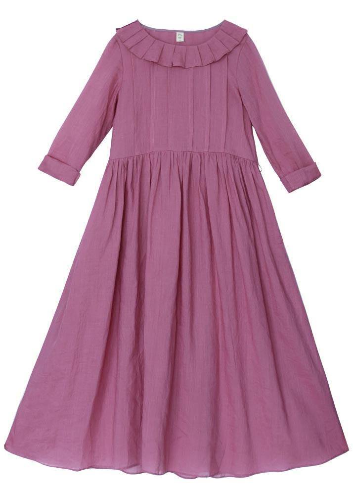 Rose Ruffles Cinched Party Summer Linen Dress