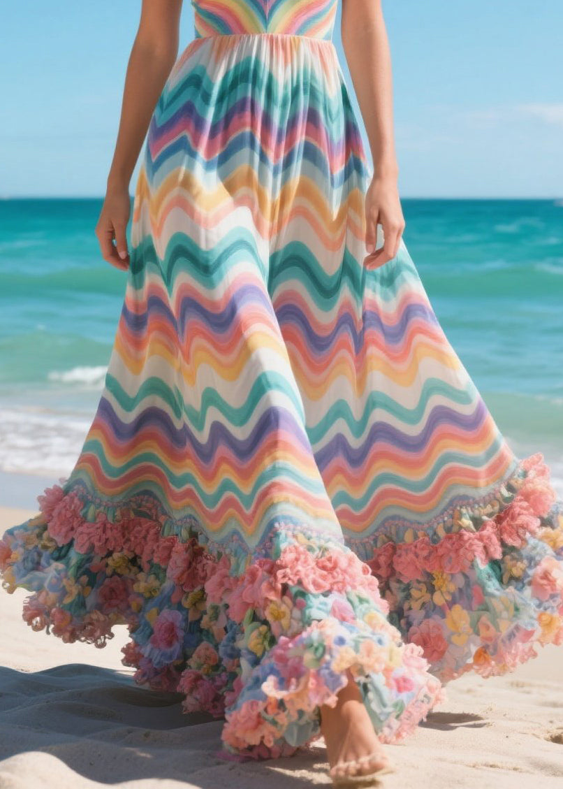 Rainbow Decorated Chiffon Cami Dress Summer