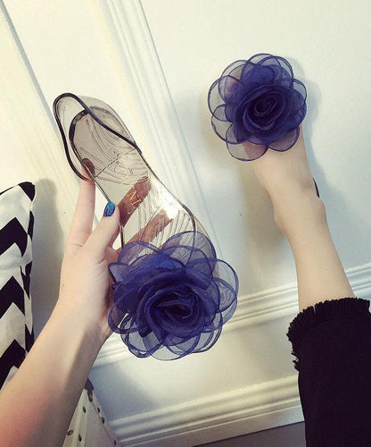 Comfortable Black Clear Flat Sandals Peep Toe Splicing