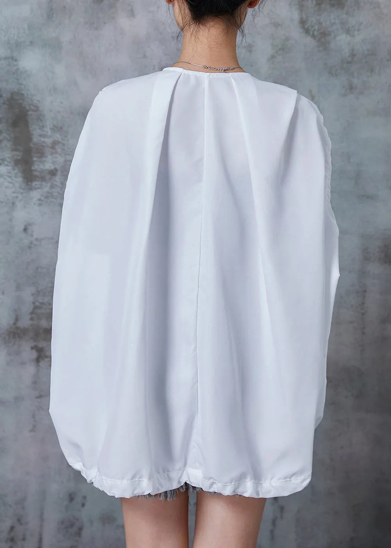 Italian White Oversized Drawstring Cotton Tanks Summer