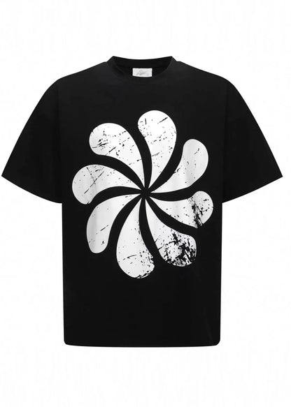 Black Oversized Print Cotton Tanks Summer