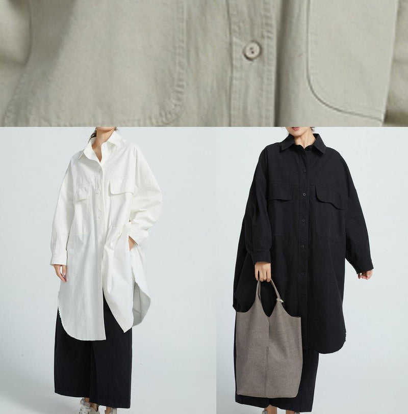 Big Pockets Cotton Spring Wardrobes Sewing Black Shirt Dress