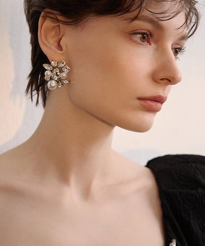 French White Zircon Fine Pearl Drop Earrings