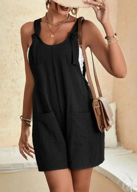 Italian Army Green Pockets Patchwork Jumpsuit Sleeveless