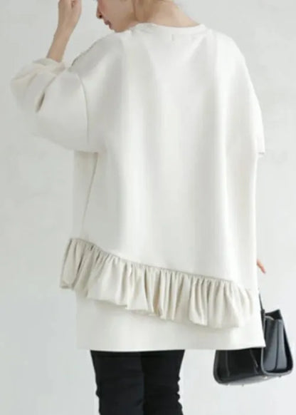 Loose Beige Ruffled Nail Bead Cotton Fall