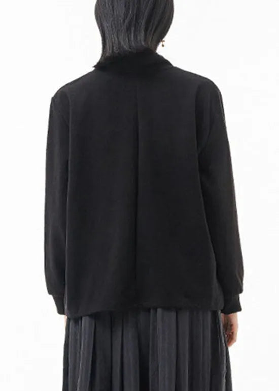 Black Stand Collar Patchwork Sweatshirts Top Spring