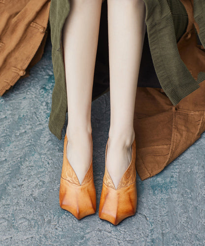 Yellow Splicing Flats Flat Shoes for