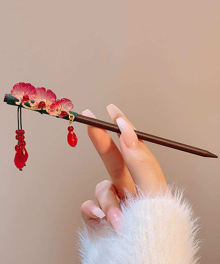 Chinese Style Black Woodiness Alloy Tassel Hairpin