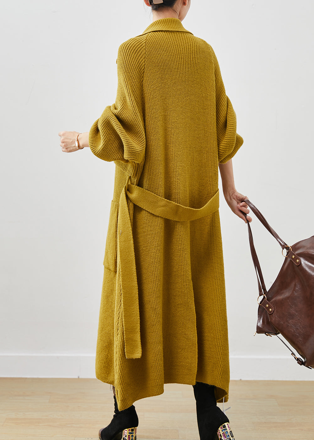 Yellow Notched Pockets Warm Knit Trenchs Spring