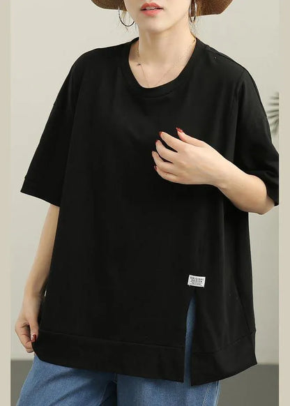French Black Side Open Cotton Top Summer