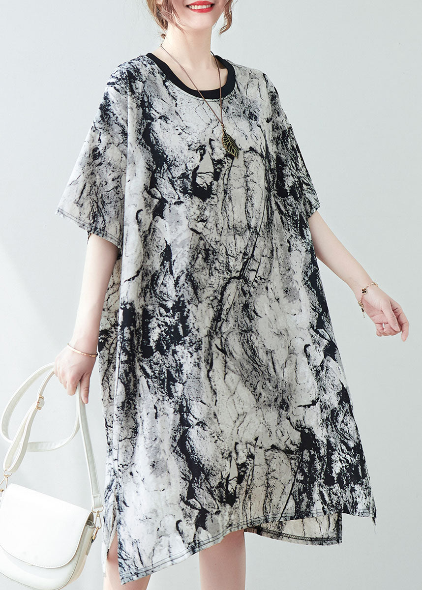 Oversized Ink and Wash Chiffon Mid Dress Summer