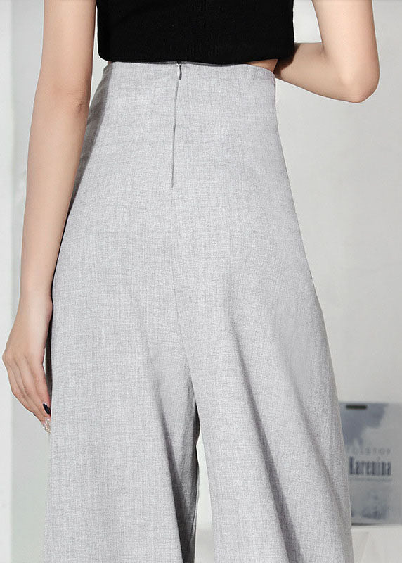 Simple Grey High Waist Wide Leg Pants