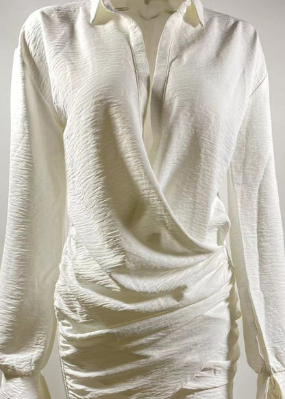 White Peter Pan Collar Cotton Mid Dress Fall