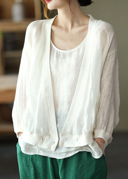 Green Loose Retro V Neck Fall Blouses Long Sleeve