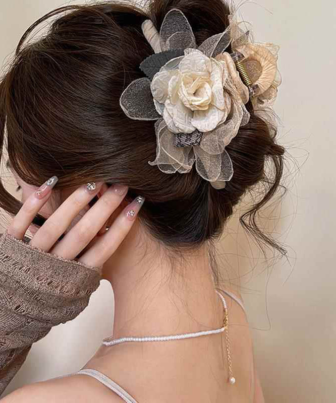 Champagne Metal Tulle Rose Hairpin