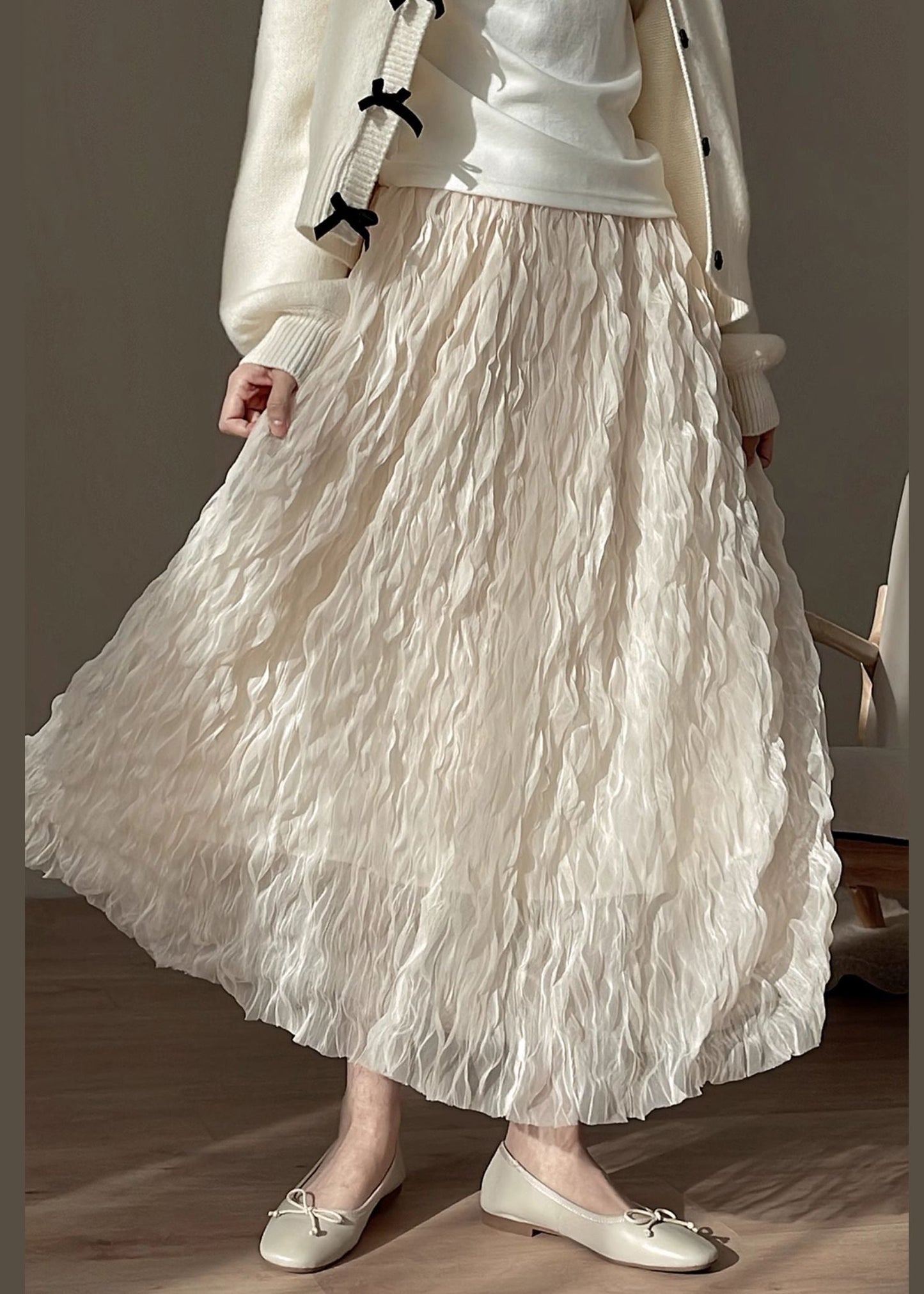 Art Beige Original Design Tulle Skirts Spring