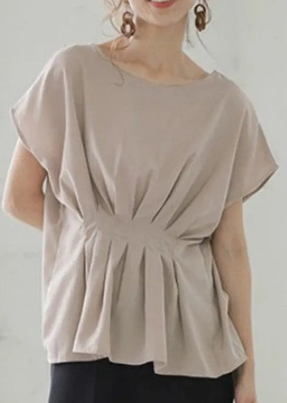 Nude Oversized Wrinkled Cotton Tank Tops Summer