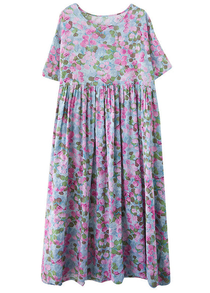 Purple Print Patchwork Holiday Long Dress Summer