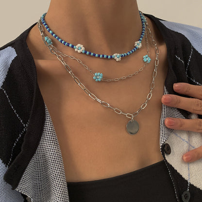Multilayer Geometric Beaded Geometric Necklace Hand Braided Necklace