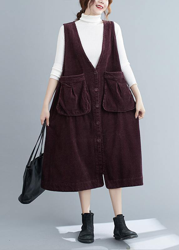 V Neck Sleeveless Spring Tunics Work Purple Art Dresses