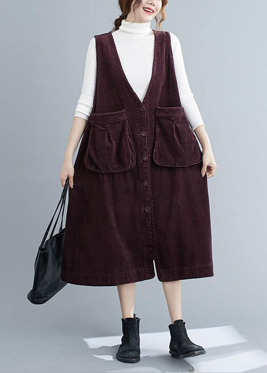 V Neck Sleeveless Spring Tunics Work Purple Art Dresses