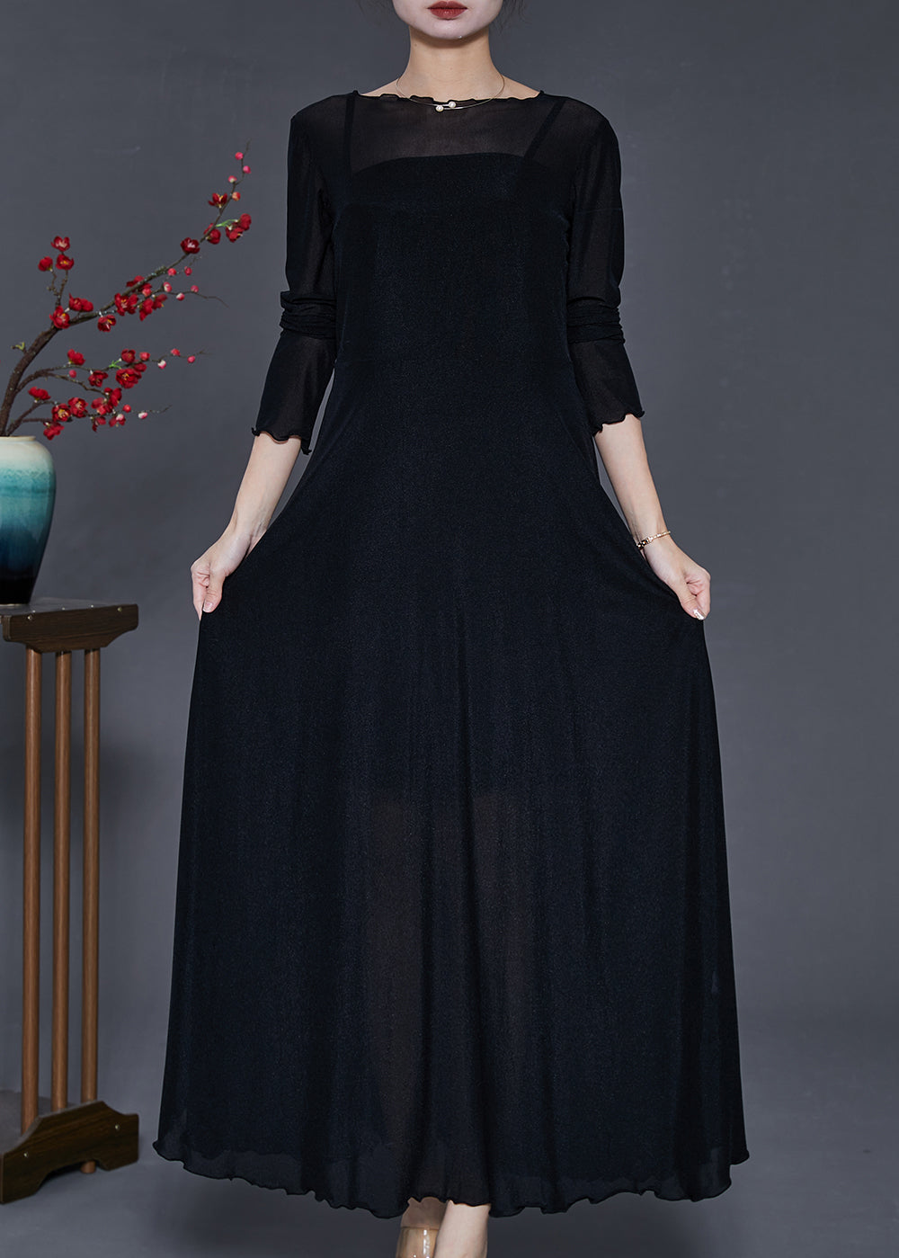 Black Silm Fit Exra Large Hem Dance Dress Summer