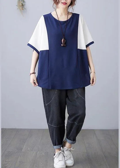 Pink O-neck Half Sleeve Summer Blouse Top