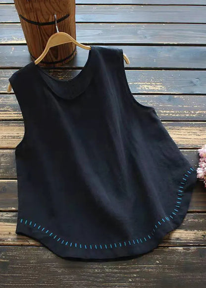 New White O Neck Cotton Tank Sleeveless