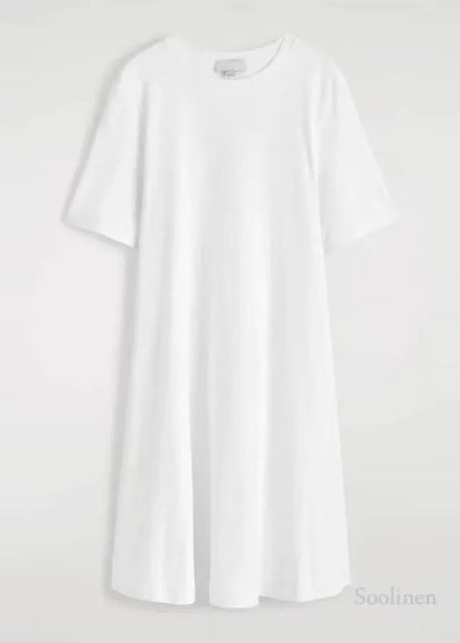 Simple White Oversized Cotton Day Dresses Summer