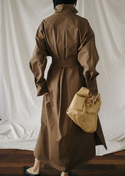 Art Chocolate Peter Pan Collar Pockets Cotton Shirts Dress Spring